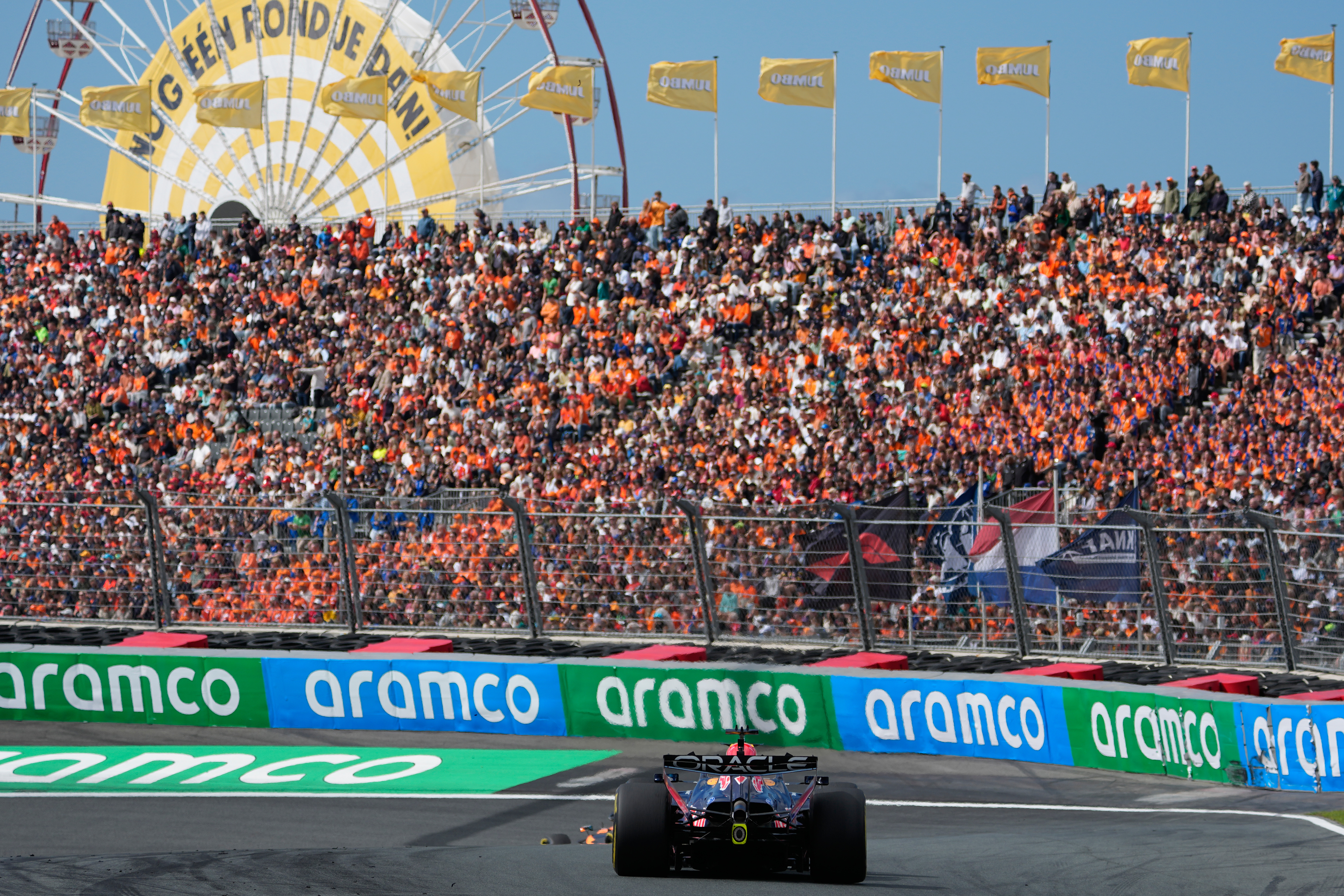Red Bull driver Max Verstappen of the Netherlands in action during sprint race at the Formula One Dutch Grand Prix in Zandvoort , Netherlands, Saturday, Aug. 22, 2026. 