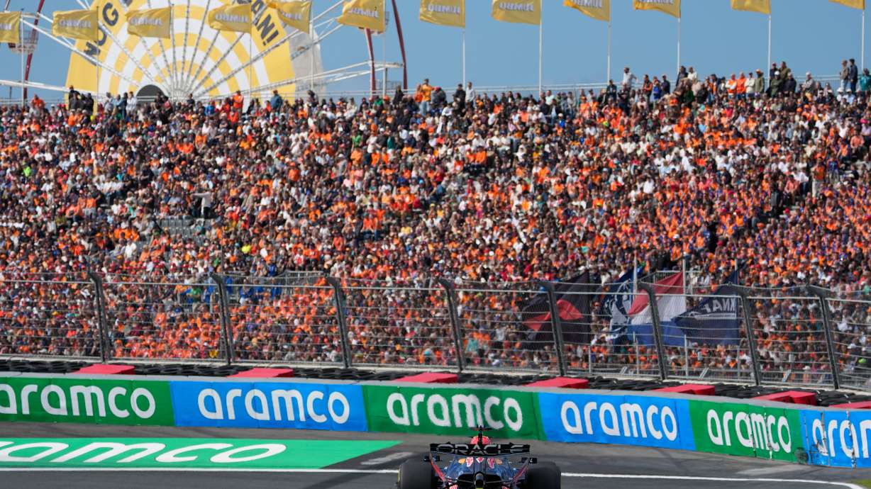 Red Bull driver Max Verstappen of the Netherlands in action during sprint race at the Formula One Dutch Grand Prix in Zandvoort , Netherlands, Saturday, Aug. 22, 2026.