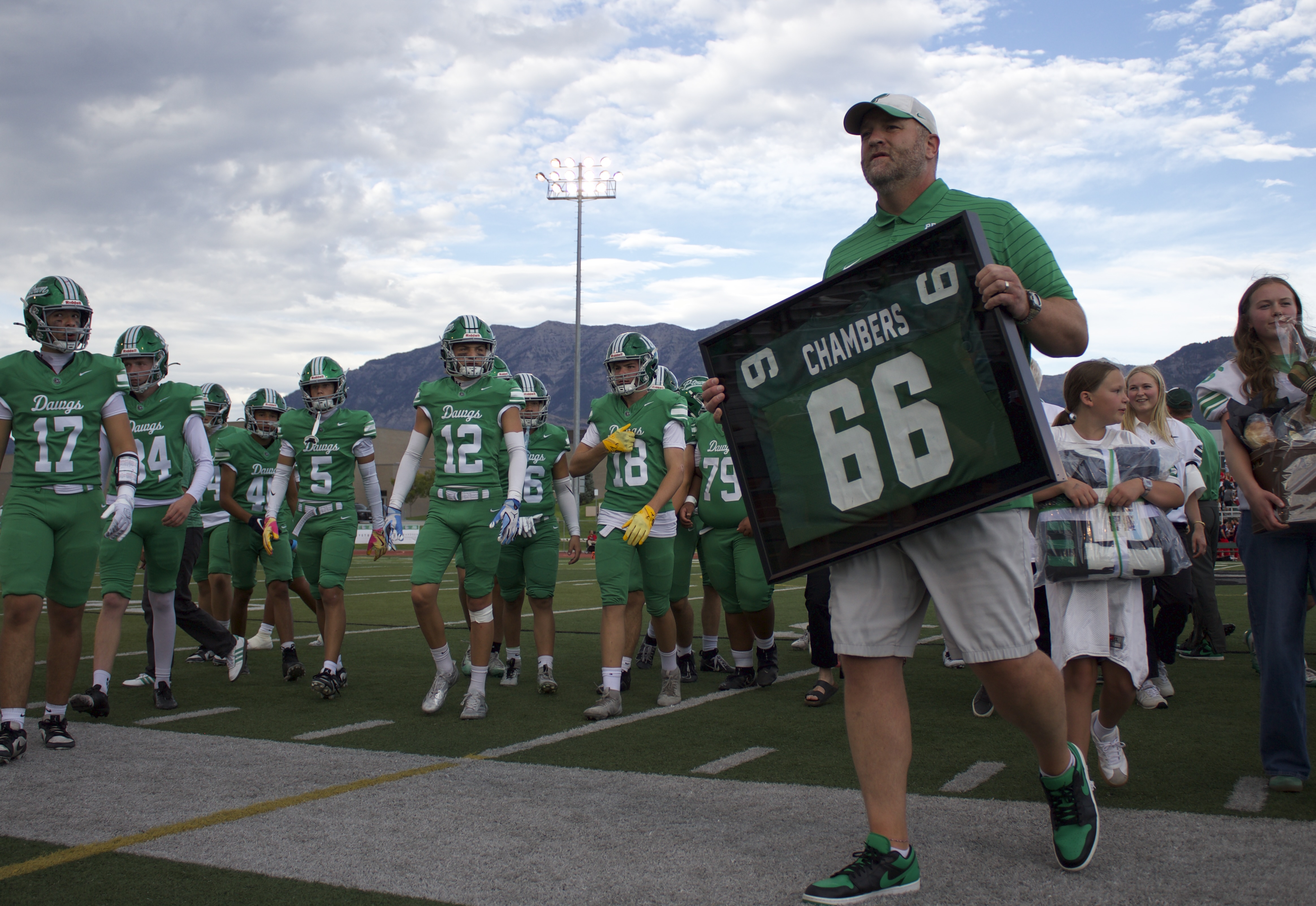 Provo honors former NFL lineman Kirk Chambers with jersey retirement