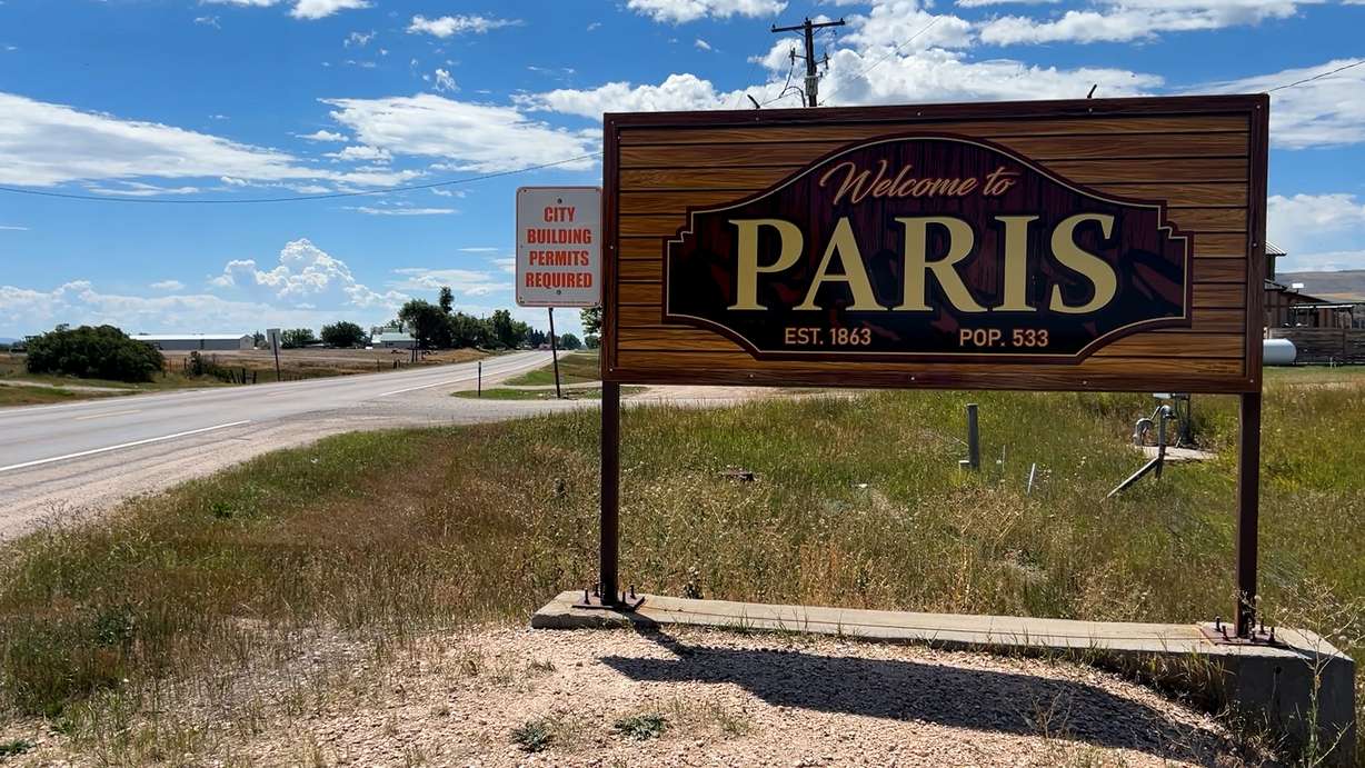 The “Welcome to Paris” sign greets visitors entering the southeastern Idaho community, which is home to the historic Paris Tabernacle and located near the Montpelier Idaho Temple.
