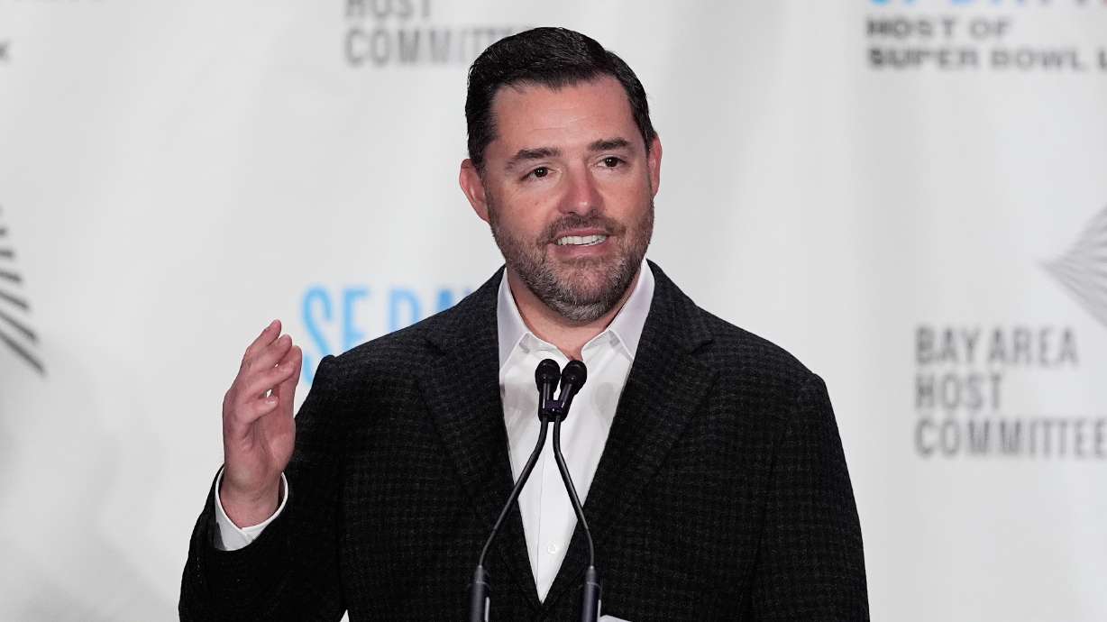 FILE - San Francisco 49ers team owner Jed York speaks at a news conference in San Francisco, Monday, Feb. 2, 2026.