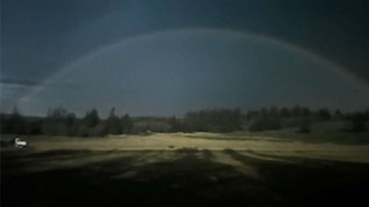 A "moonbow" visible from Rich County on Sunday.