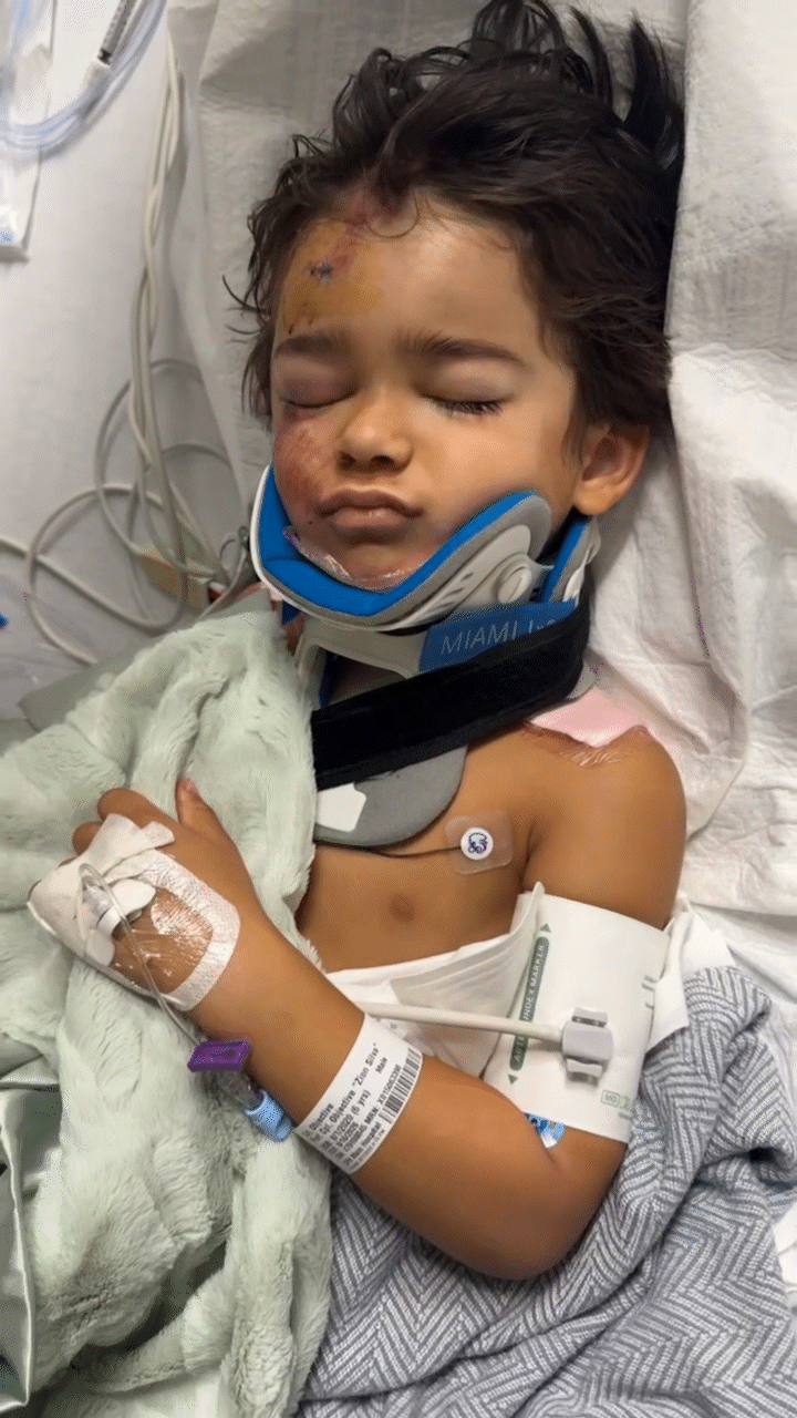 Zion Silva is pictured as he recovers in the hospital.