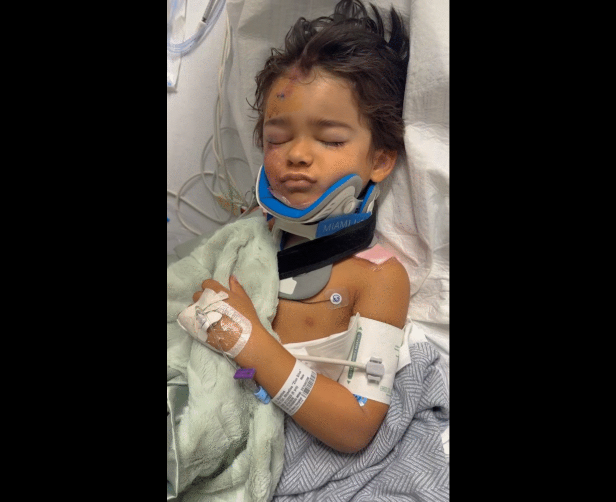 Zion Silva is pictured as he recovers in the hospital.