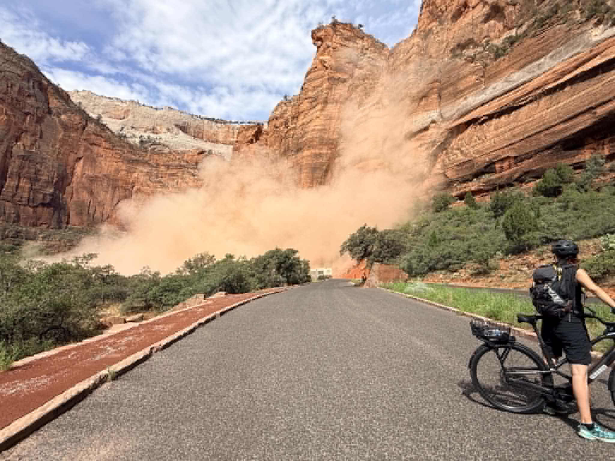 Video shows large rockfall that prompted temporary Zion National Park road closure
