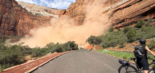 Video shows large rockfall that prompted temporary Zion National Park road closure