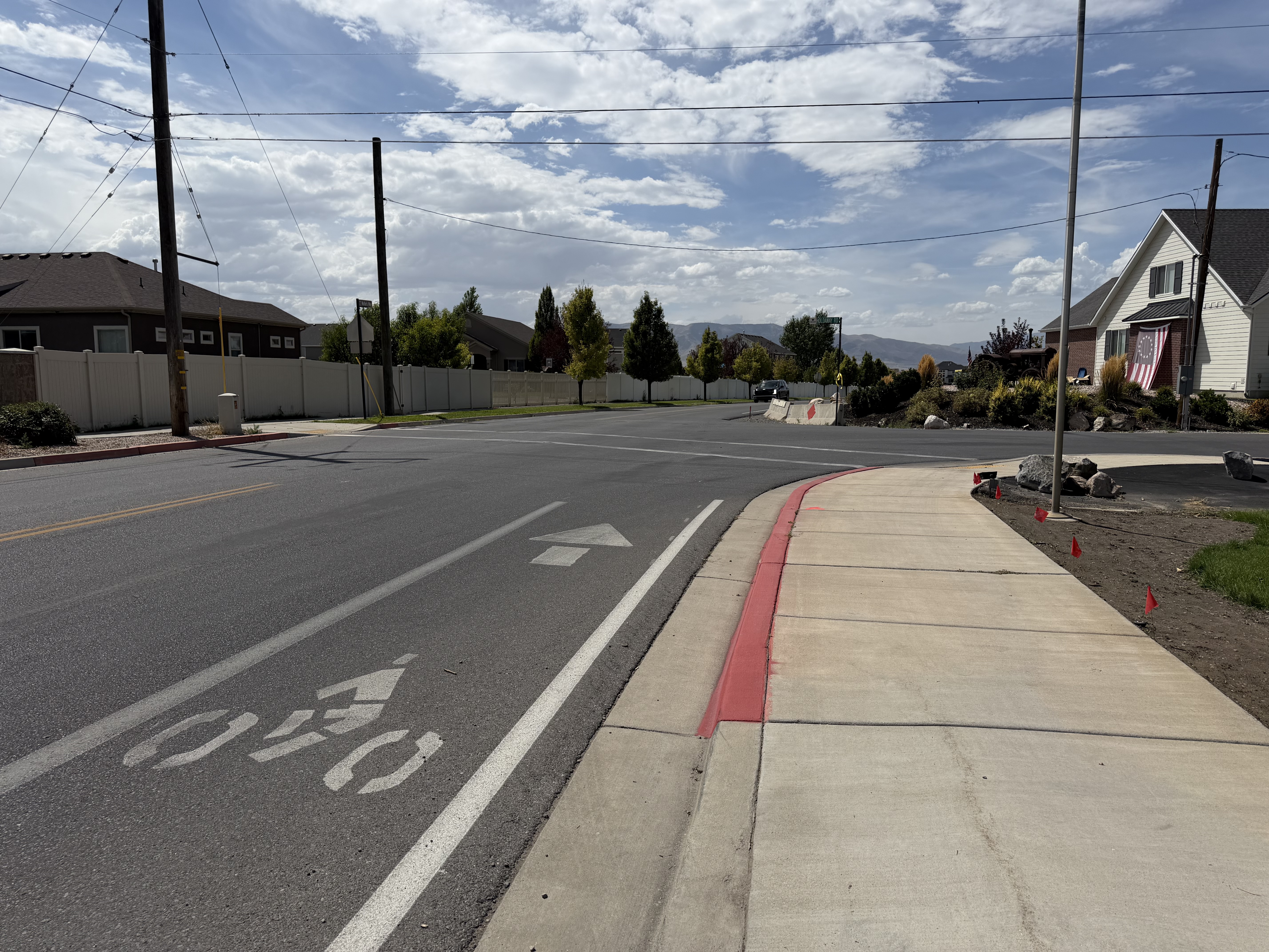 Bike lanes are seen east of Holdaway Road, looking west along 400 South, on Aug. 21, in Vineyard. The future of the road, which touches Councilman Jacob Holdaway's property, has been topic of heated debate for months in the city.