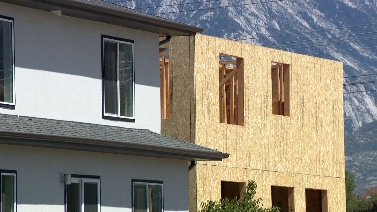 A house under construction in South Jordan is pictured on Tuesday.