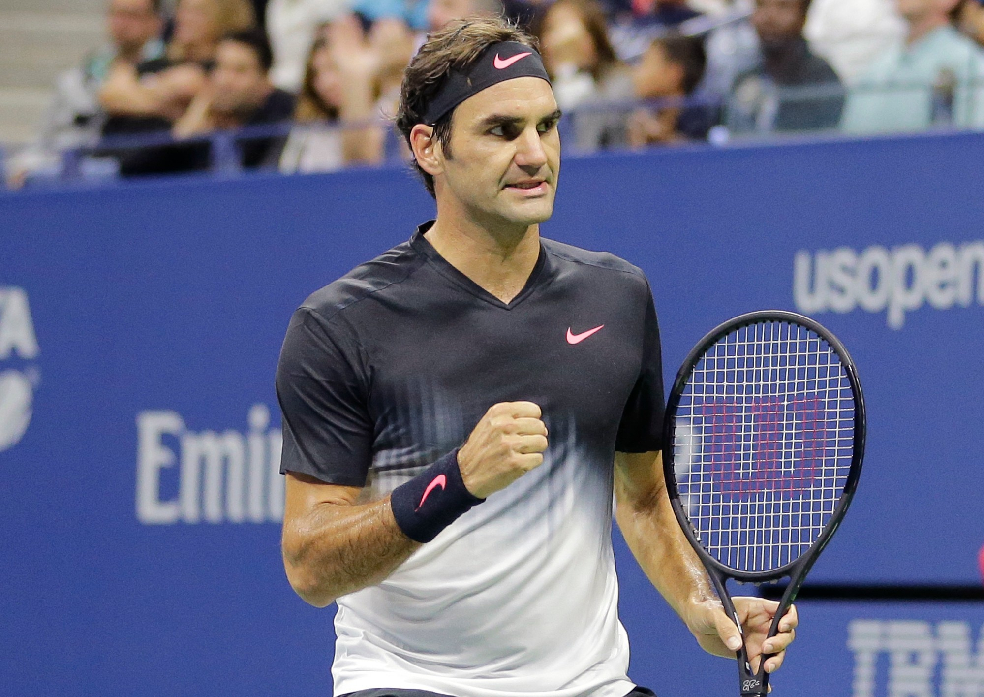 Roger Federer celebrated upon his return to the US Open for an exhibition against Andy Roddick