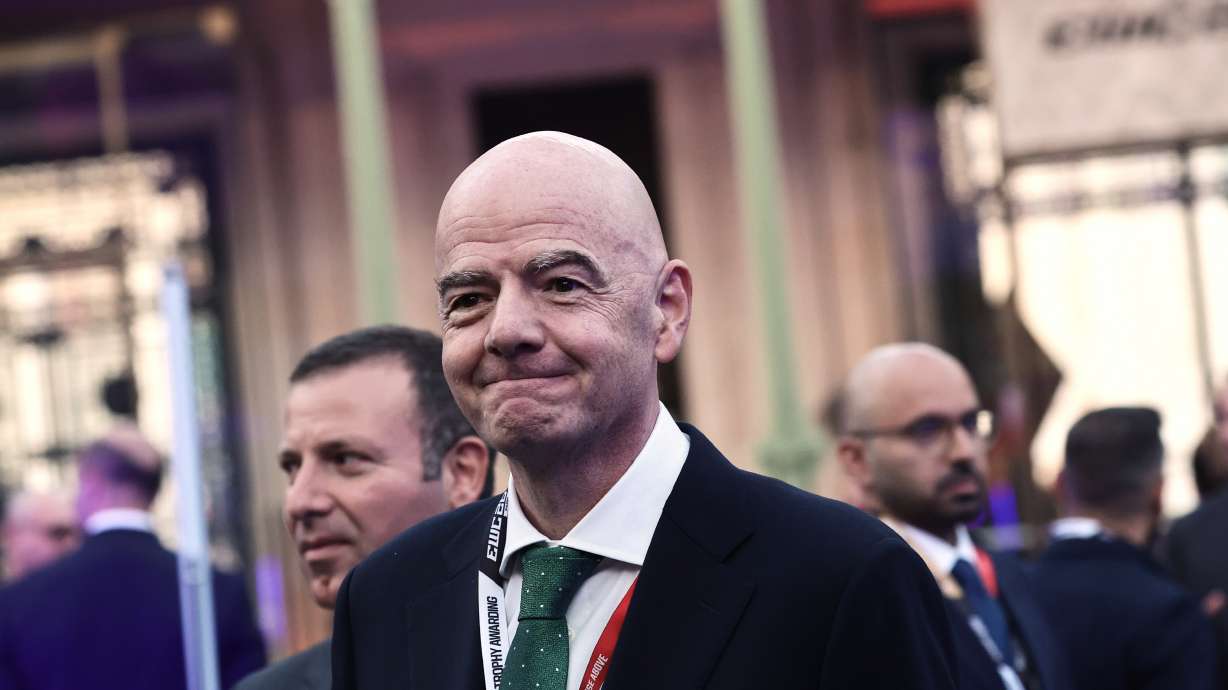 FIFA President Gianni Infantino attends the closing ceremony of the Esports World Cup at the Grand Palais in Paris, France, Sunday Aug. 23, 2026.
