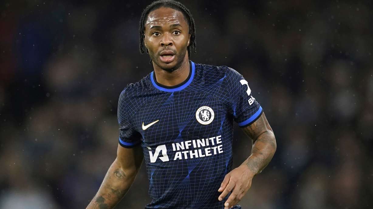 FILE - Chelsea's Raheem Sterling during the English Premier League soccer match between Manchester City and Chelsea at the Etihad stadium in Manchester, England, on Feb. 17, 2024.