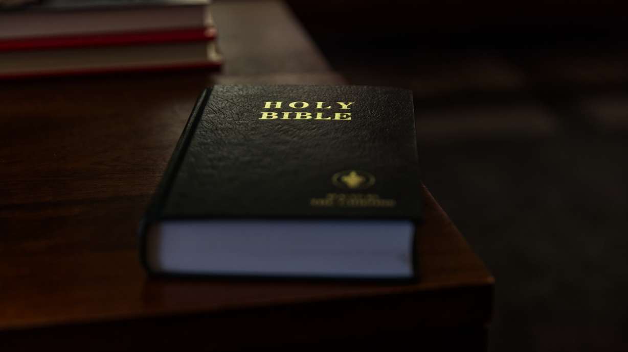 A Gideon Bible sits on a table in Phoenix, Sunday Aug. 23, 2026.