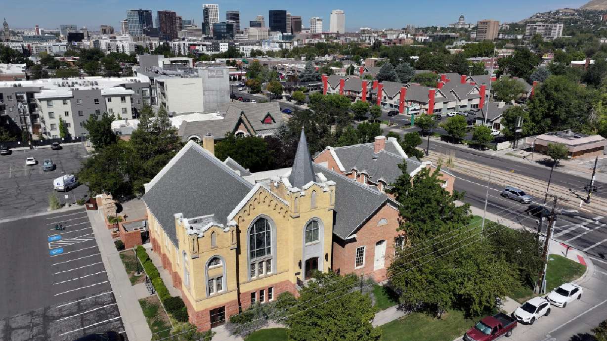 The Church of Jesus Christ of Latter-day Saints' Tenth Ward Square in Salt Lake City on Tuesday. It consists of multiple connected historic buildings, including a chapel built in 1909, a meeting house built in 1873, and a schoolhouse built in 1887.