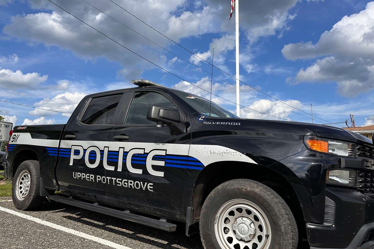An Upper Pottsgrove Township police vehicle is seen Wednesday in Upper Pottsgrove Township, Pa.