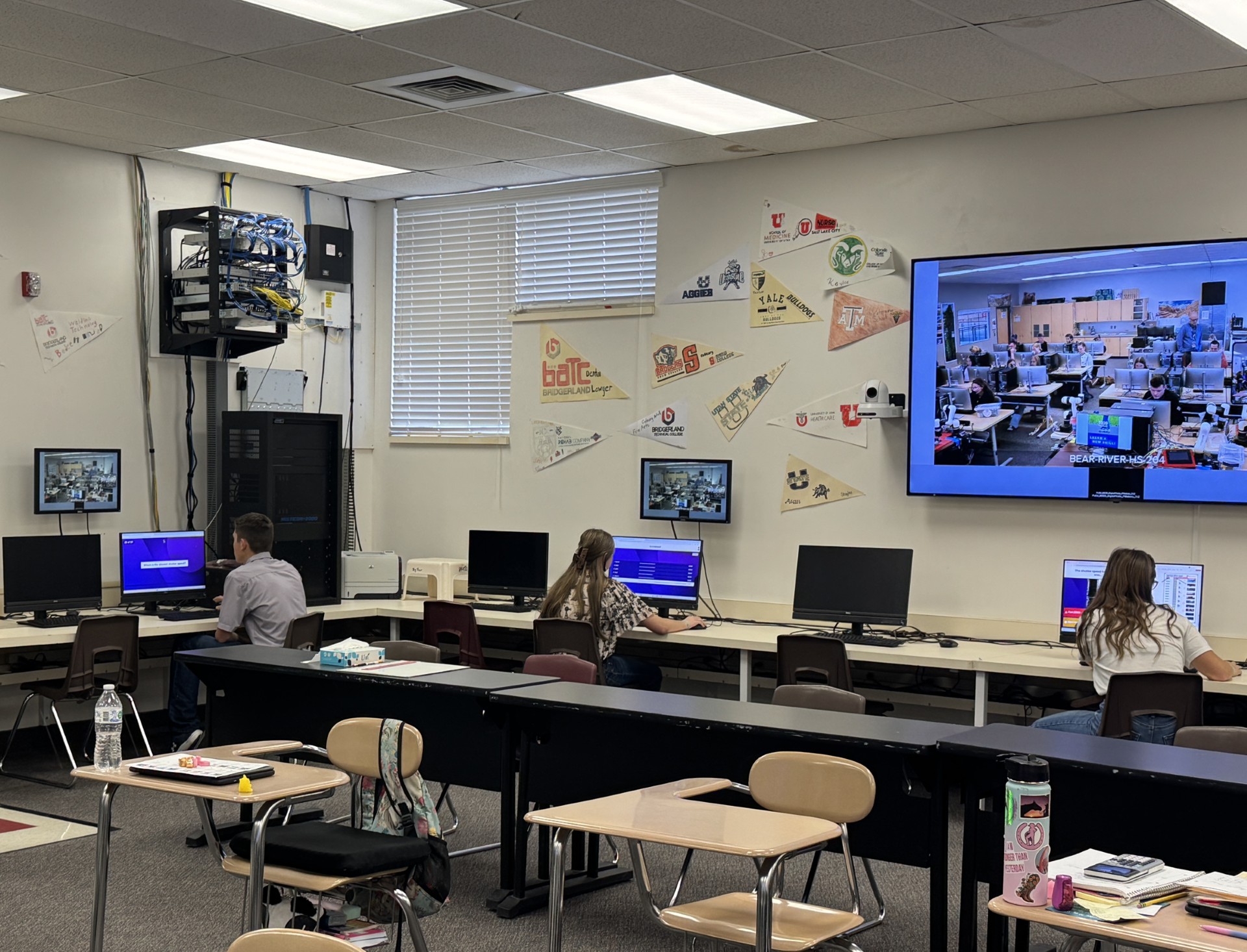 Park Valley School students attend class virtually with students from Bear River High. Park Valley is one of Box Elder County's four-day-a-week schools.