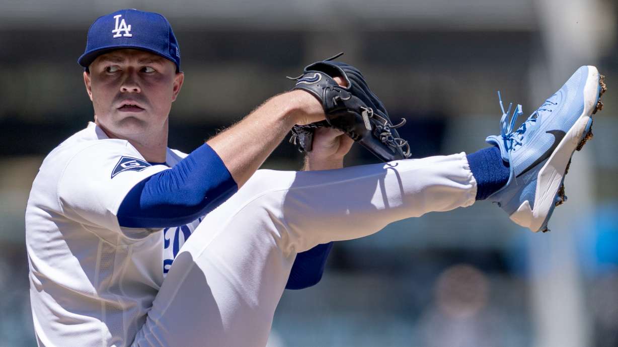 \Los Angeles Dodgers pitcher Tarik Skubal winds up to deliver during the second inning of a baseball game against the Milwaukee Brewers, Sunday, Aug. 16, 2026, in Los Angeles.