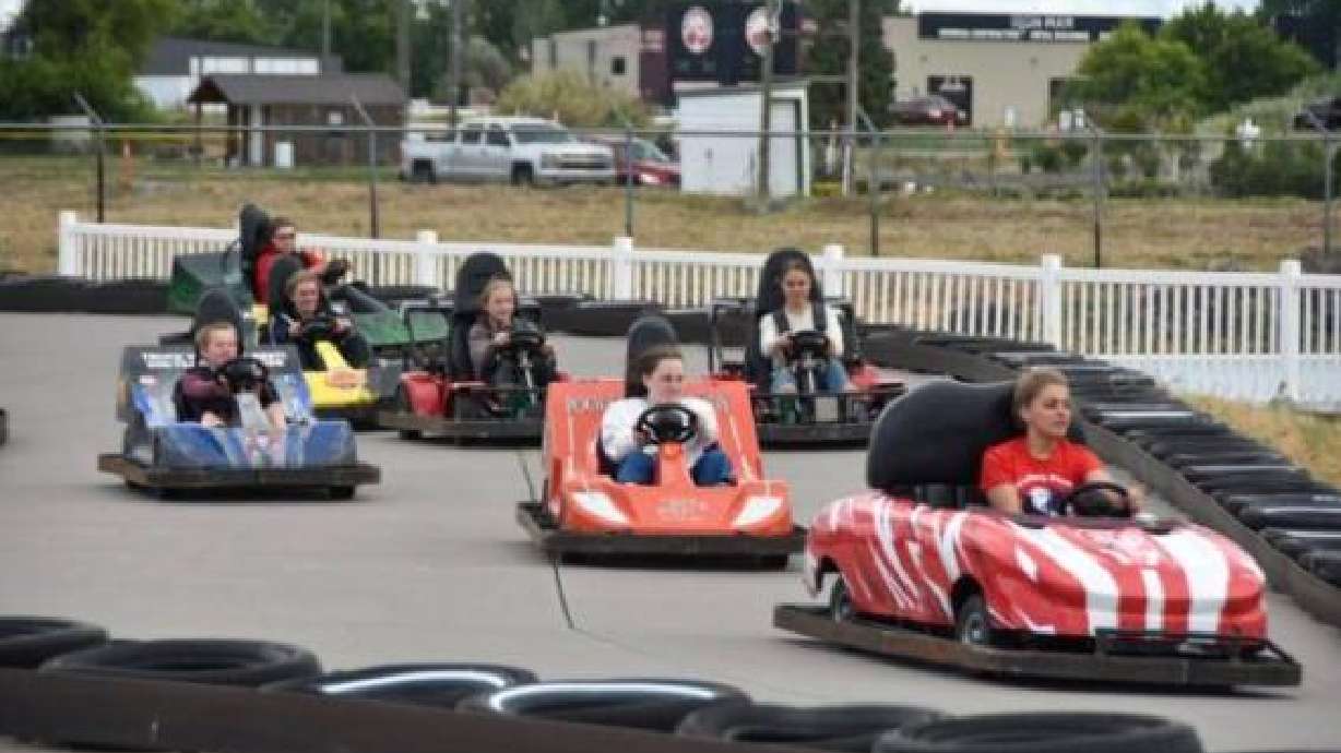 Go-kart racing at Squealers Fun Park in Rigby.