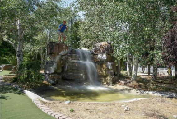 One of the water structures at the mini golf course at Squealers Fun Park.