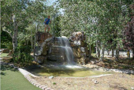 One of the water structures at the mini golf course at Squealers Fun Park.