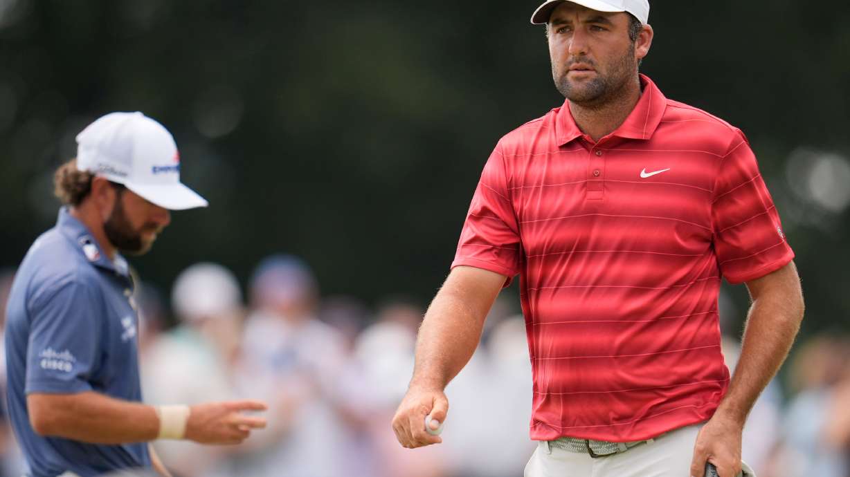 Scottie Scheffler walks on the first green during the third round of the PGA Tour Championship golf tournament, Saturday, Aug 29, 2026, in Atlanta.