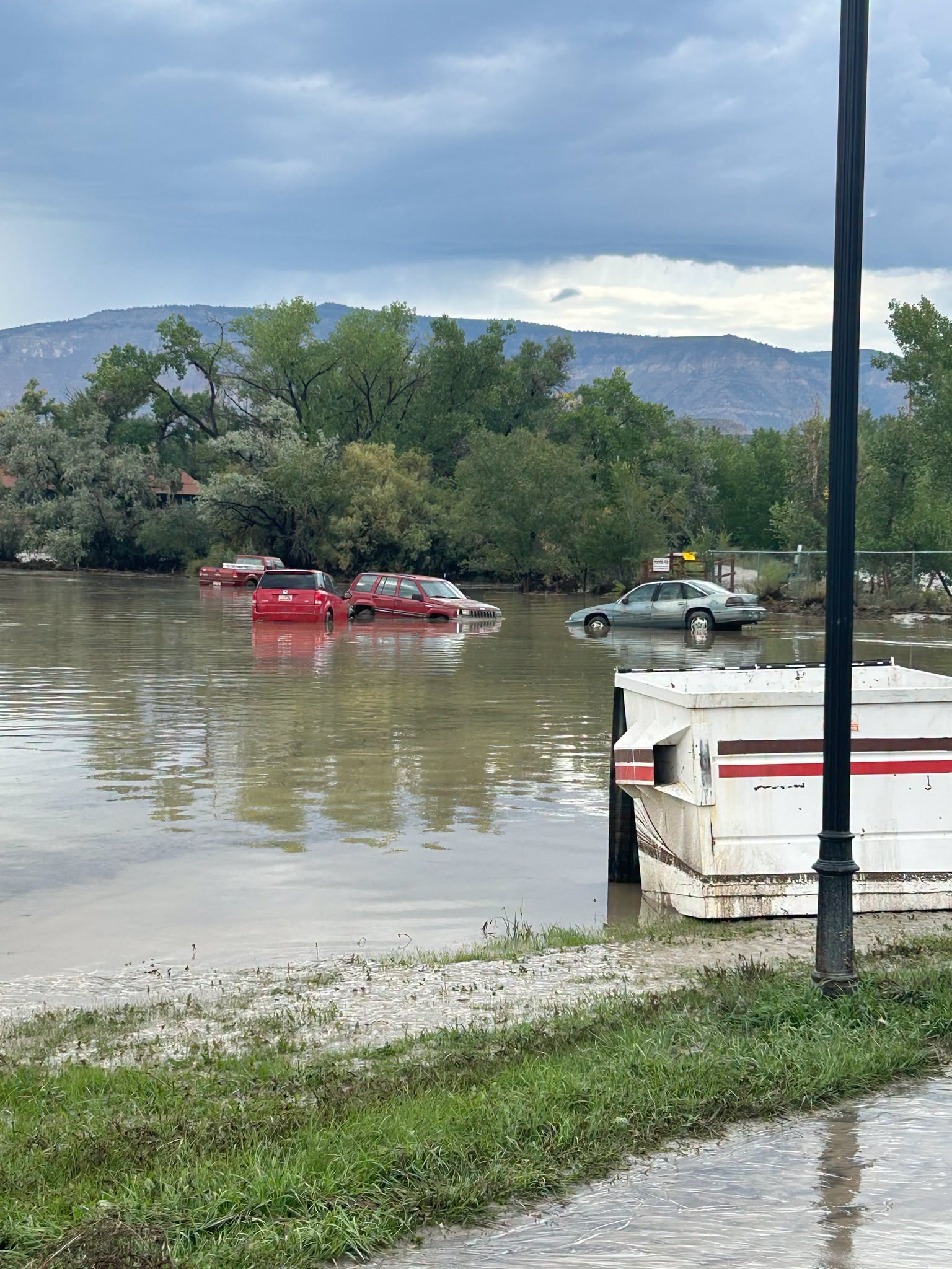 A roadway flooded in Emery County after a severe storm hit the area on Saturday.