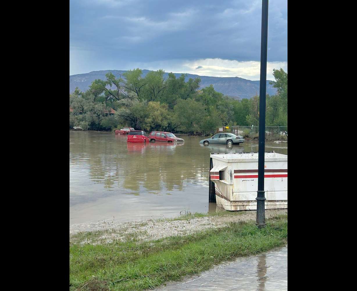 A roadway flooded in Emery County after a severe storm hit the area on Saturday.