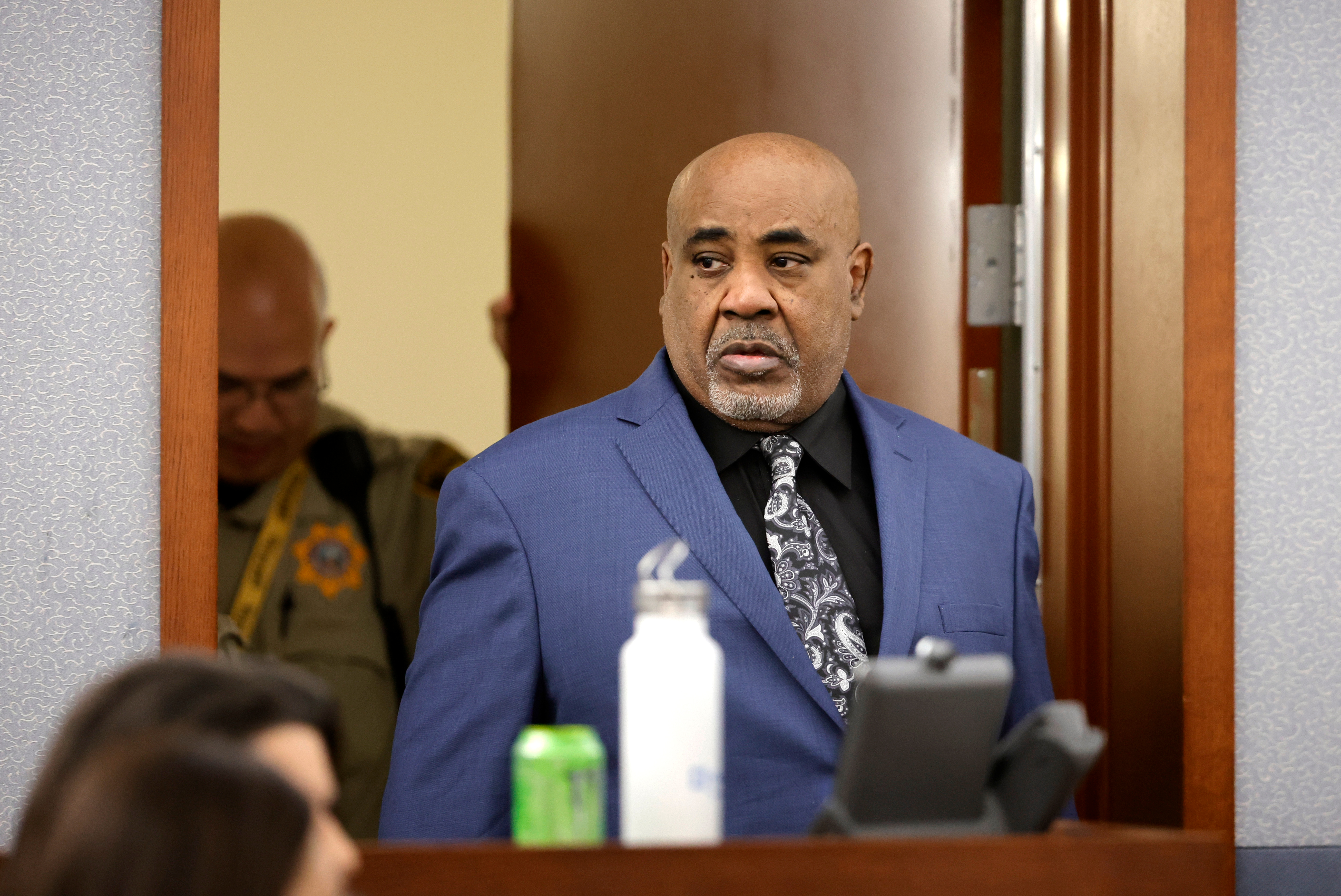 Duane Davis enters the courtoom during his trial, related to the 1996 killing of rapper Tupac Shakur, in Clark County District Court at the Regional Justice Center in Las Vegas on Thursday, Aug. 27, 2026. 