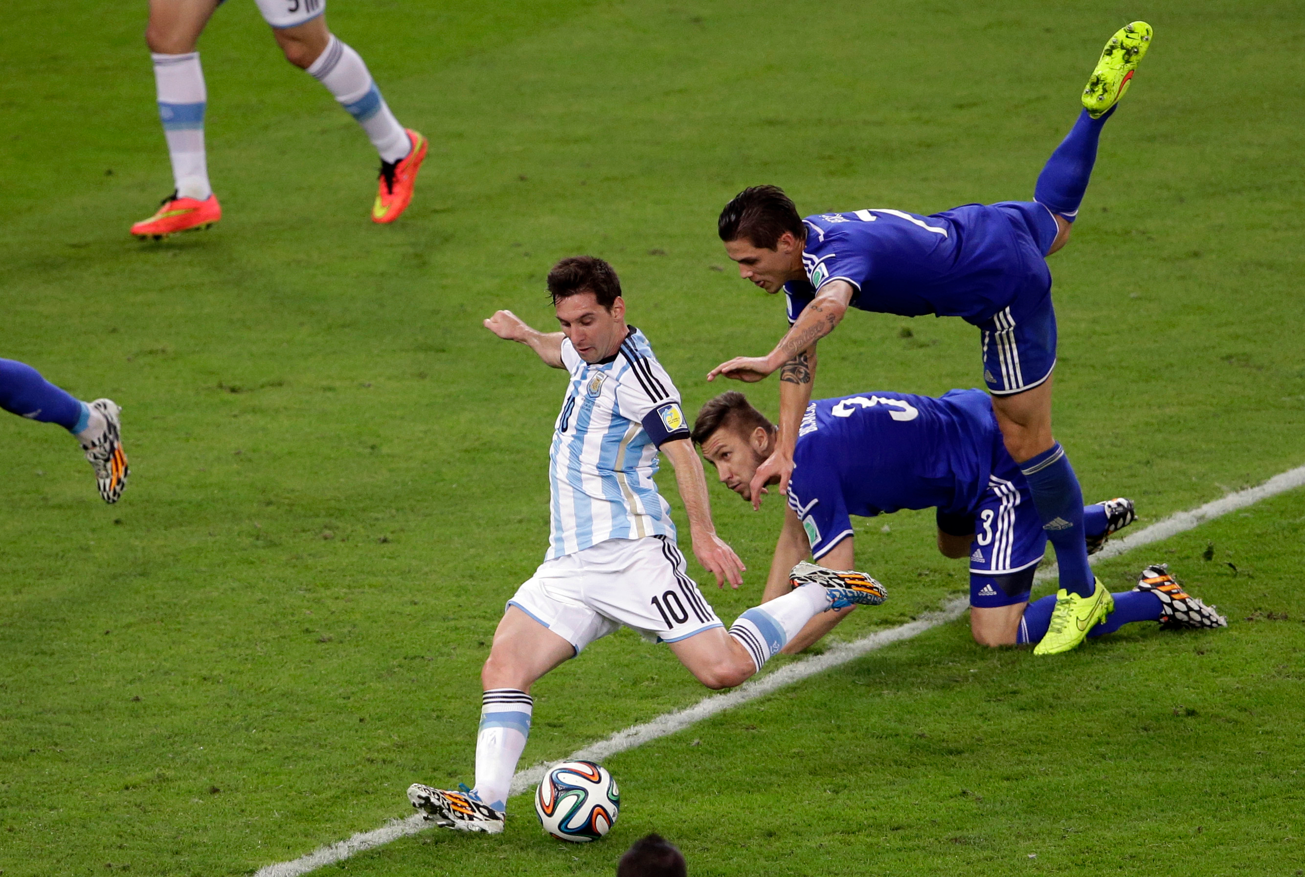 FILE - Argentina's Lionel Messi scores his team's second goal during the group F World Cup soccer match against Bosnia in Rio de Janeiro, Brazil, June 15, 2014. 