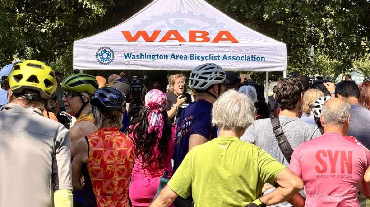 Hains Point was packed with bike riders on Saturday, part of a large crowd protesting the Trump administration’s proposed changes to East Potomac Park in D.C., which they fear could limit public access to the park’s golf course and other features.