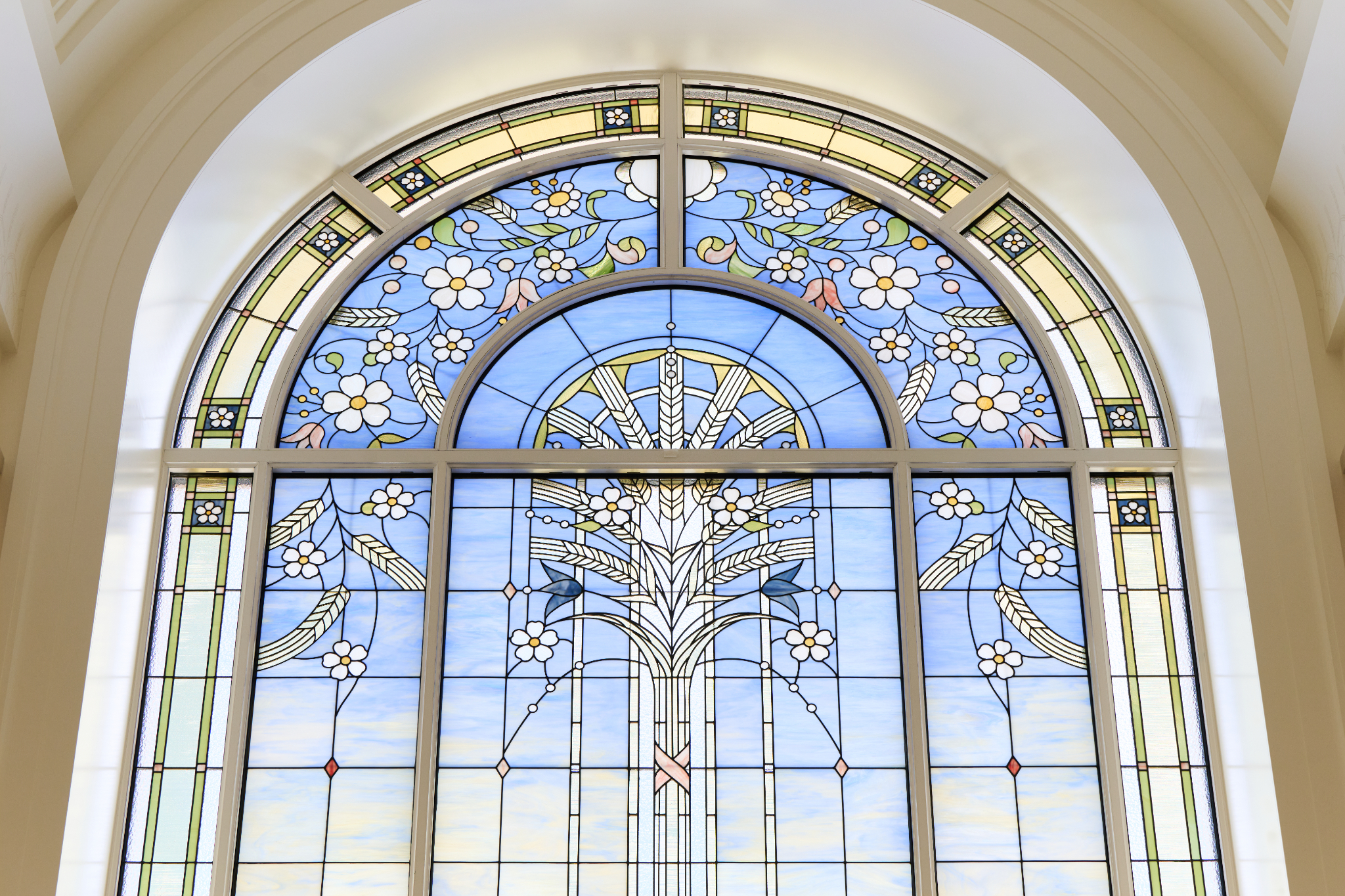 A stained glass window in the Ephraim Utah Temple. The temple's public open house runs from Wednesday to Sept. 19 following a media day on Monday. Aug. 31, 2026