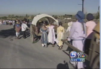 Reenactors Pull Handcarts Through Salt Lake