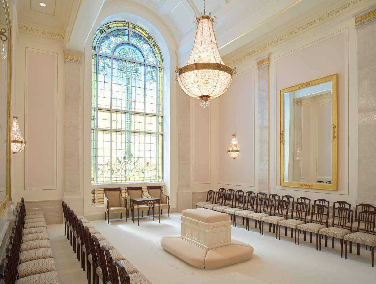 A sealing room in the Ephraim Utah Temple. The temple's public open house runs from Wednesday to Sept. 19 following a media day on Monday.