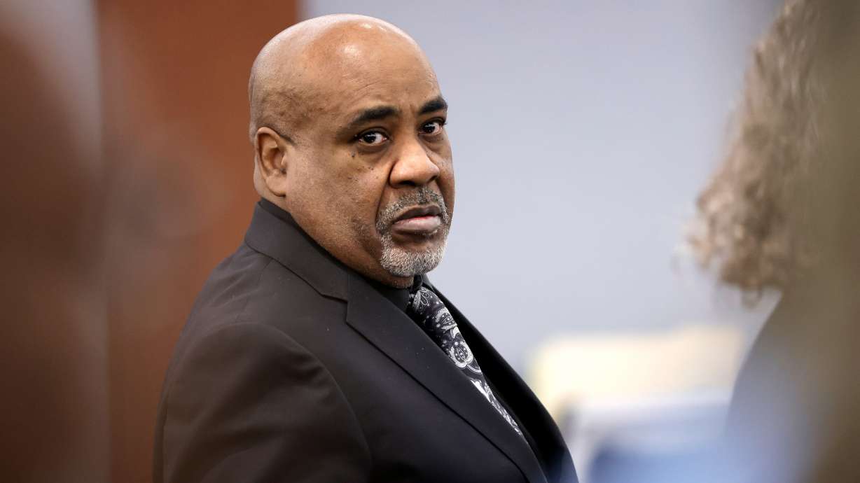 Duane Davis stands during a break in closing arguments during his murder trial, related to the 1996 killing of rapper Tupac Shakur, in Clark County District Court at the Regional Justice Center in Las Vegas, Monday, Aug. 31, 2026.