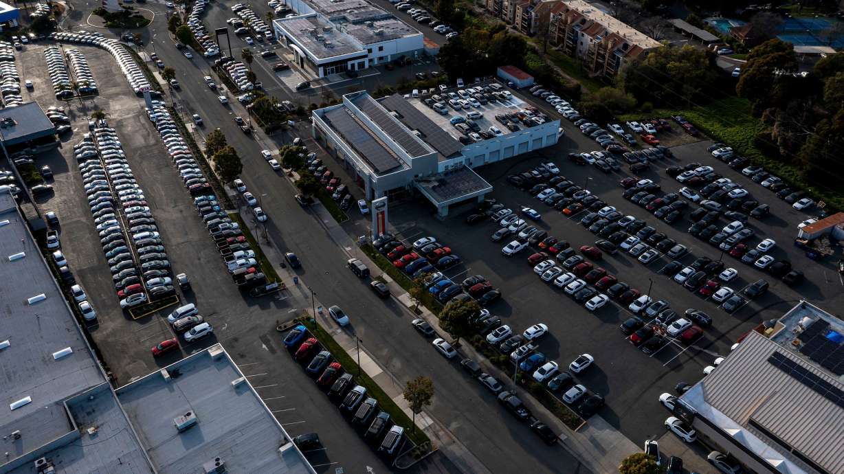 Vehicles at Ford, Nissan, and GMC dealerships in Richmond, Calif., on March 3, 2025. Just over a decade ago, most new American cars were sold for less than $30,000, according to data from auto research firm Edmunds, with nearly a third priced below $25,000. But that's not the case today.