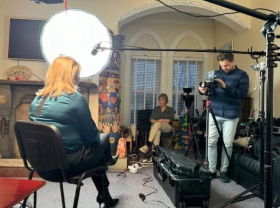 Arbon Valley filmmaker Josh Sabey shoots an interview for ‘9/11: Reclaiming Ground Zero,’ his documentary examining the debate over rebuilding the World Trade Center site after the Sept. 11 terrorist attacks.
