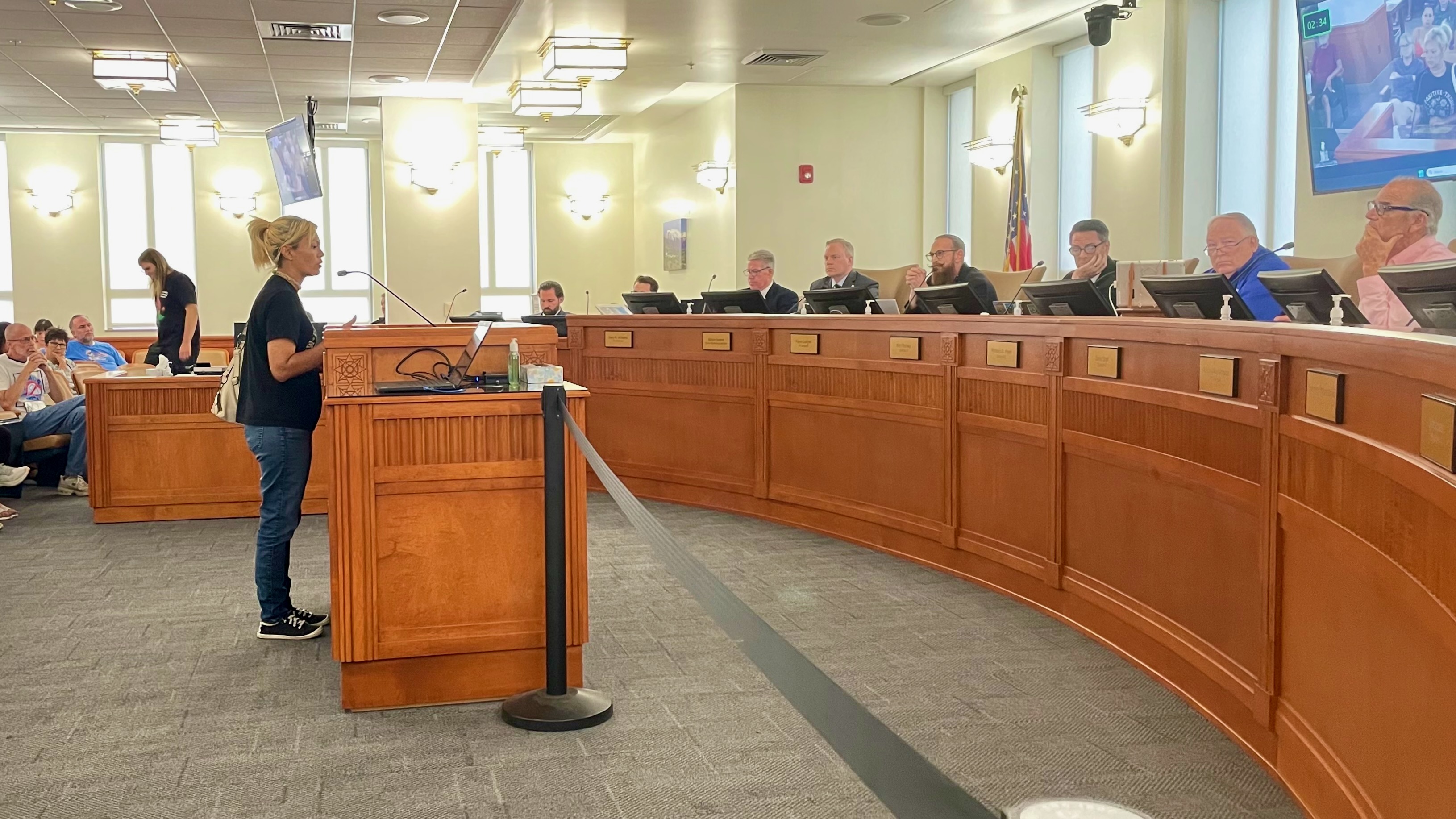 The controversial arrest of an immigrant last week by an ICE agent as an Ogden officer looked on sparked intense discussion at an Ogden City Council meeting on Tuesday. In the photo, Emily Fox addresses the council.