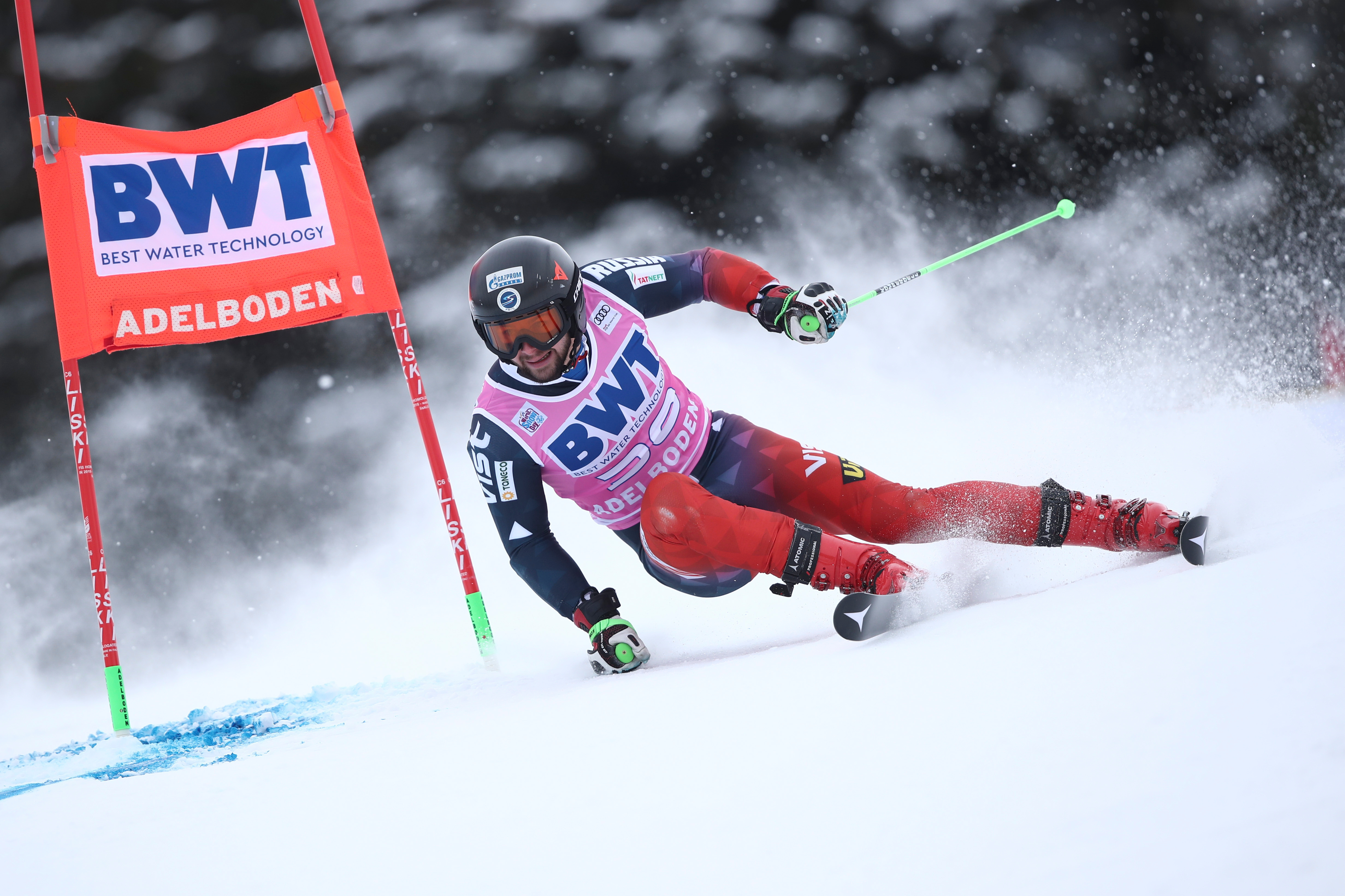 FILE -Russia's Ivan Kuznetsov speeds down the course during an alpine ski, men's World Cup Giant slalom, in Adelboden, Switzerland, Saturday, Jan. 8, 2022. 