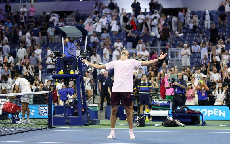 Tennis - U.S. Open - Flushing Meadows, New York, United States - September 2, 2026 Germany's Alexander Zverev celebrates after winning his first round match against Italy's Lorenzo Sonego IMAGN IMAGES via Reuters/Geoff Burke     TPX IMAGES OF THE DAY