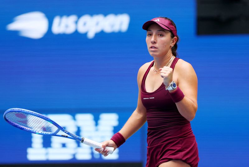 Tennis - U.S. Open - Flushing Meadows, New York, United States - September 2, 2026 Jessica Pegula of the U.S. celebrates after winning her second round match against Sofia Kenin of the U.S.
