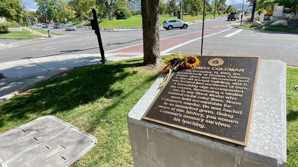 Salt Lake City unveiled two new historical markers, one pictured here on Wednesday, noting a Black man lynched in 1866. The other one highlights a historic LGBTQ+ gathering spot.