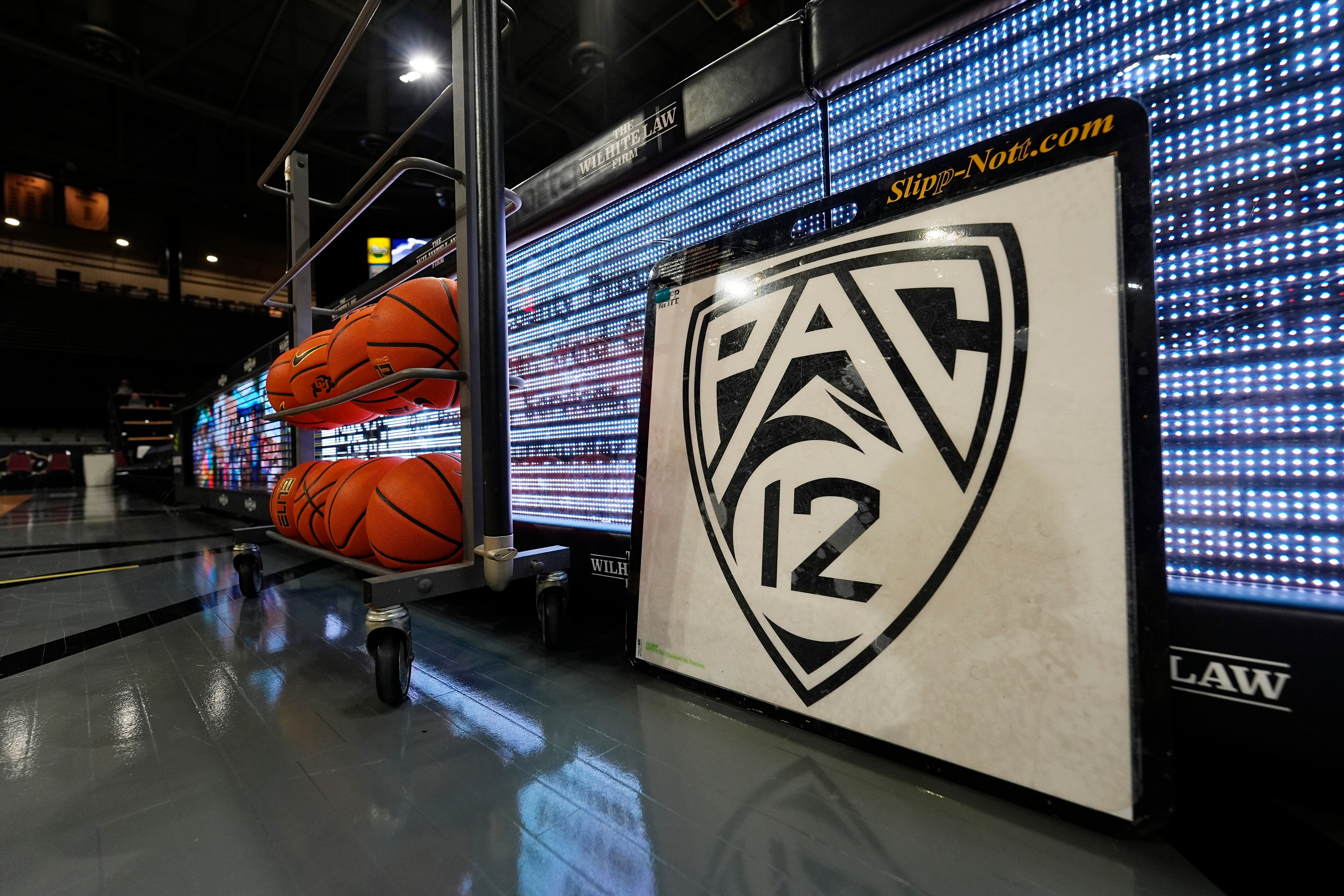FILE - The PAC-12 logo is displayed, March 3, 2024, in Boulder, Colo. 