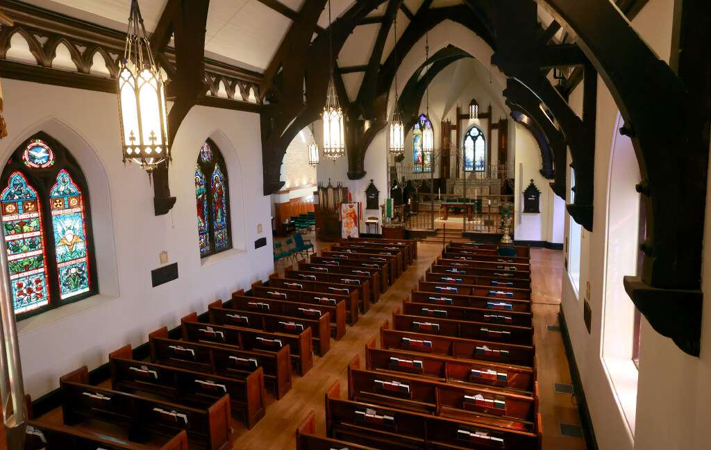 The interior of the Episcopal Cathedral Church of St. Mark is pictured in Salt Lake City on Tuesday.