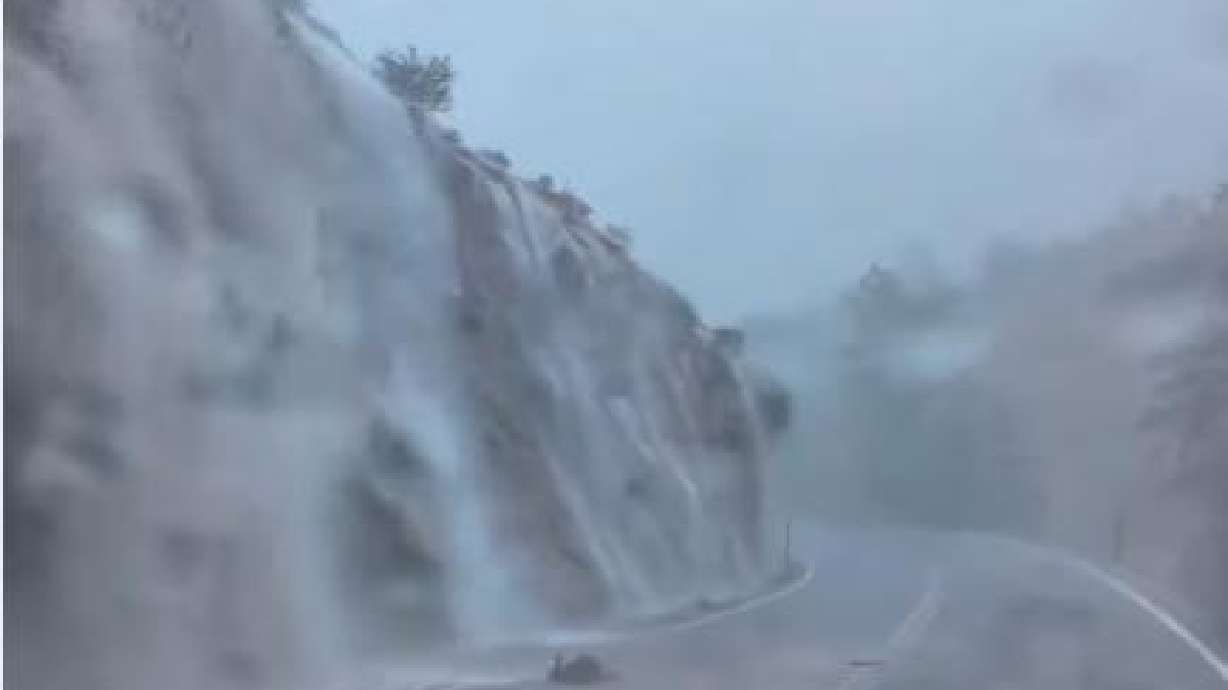 A screenshot of an Instagram reel showing waterfalls throughout Zion National Park on Monday.