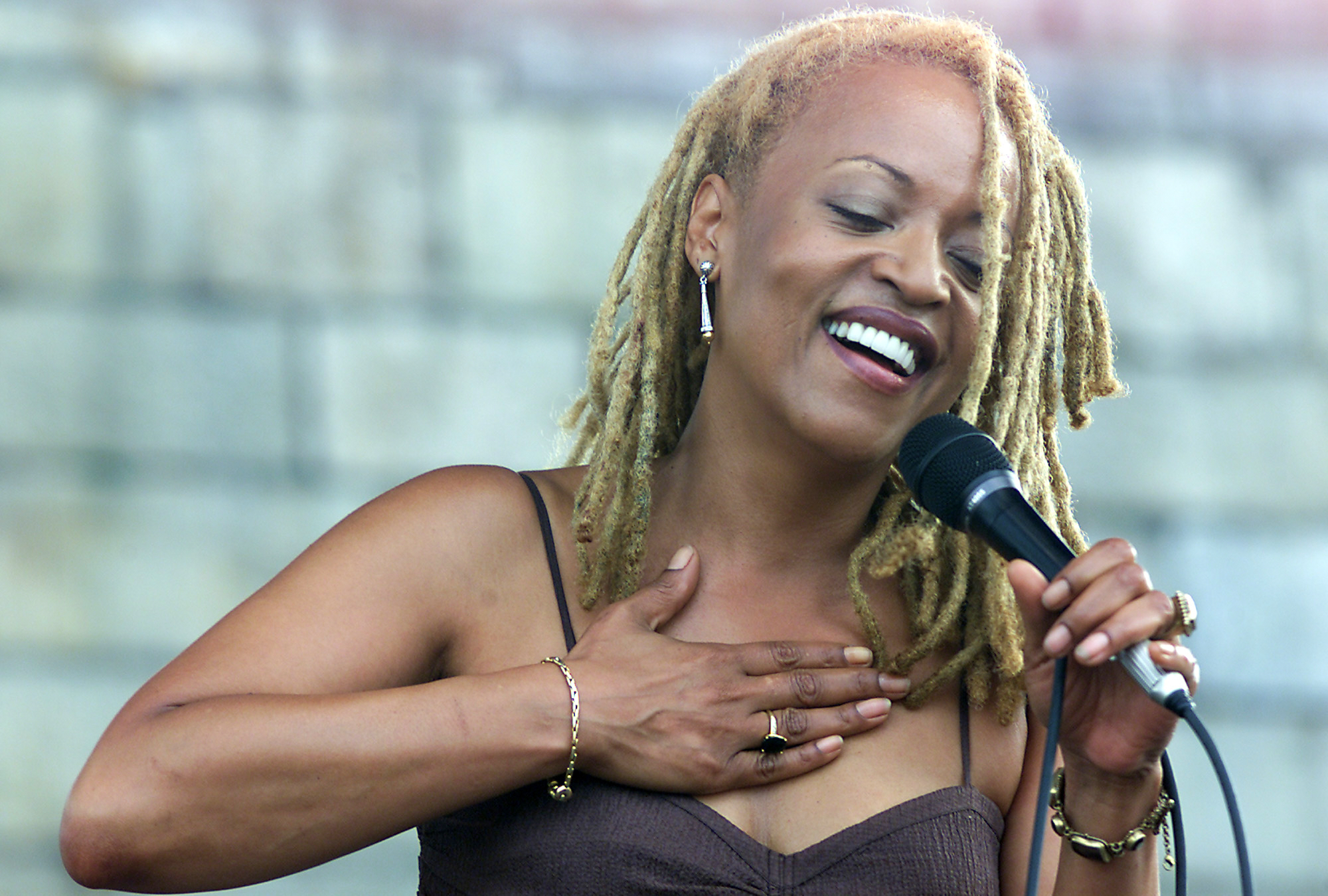 FILE - Cassandra Wilson performs at the JVC Jazz Festival in Newport, R.I., on Aug. 10, 2003. 