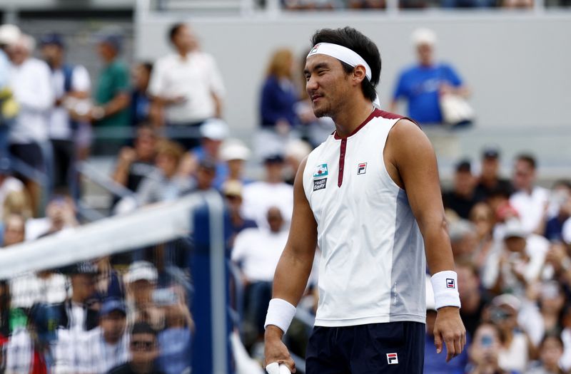 Tennis - U.S. Open - Flushing Meadows, New York, United States - September 2, 2026 China's Yunchaokete Bu reacts during his first round match against Spain's Rafael Jodar