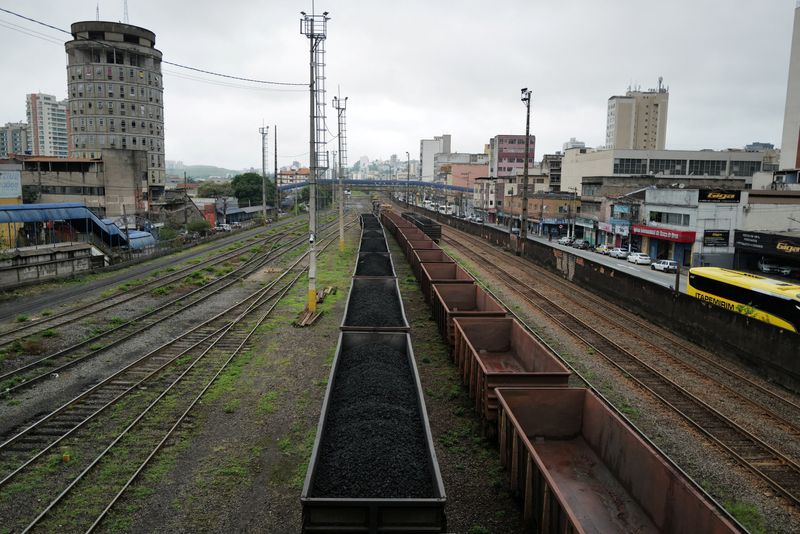FILE PHOTO: Train tracks are seen near Brazil's Companhia Siderurgica Nacional (CSN, National Steel Company), in Volta Redonda, Rio de Janeiro state, Brazil March 25, 2025.