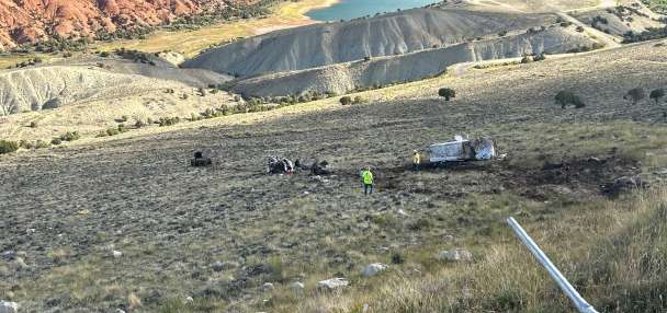 Semitruck driver hospitalized after rolling, falling down embankment in Daggett County