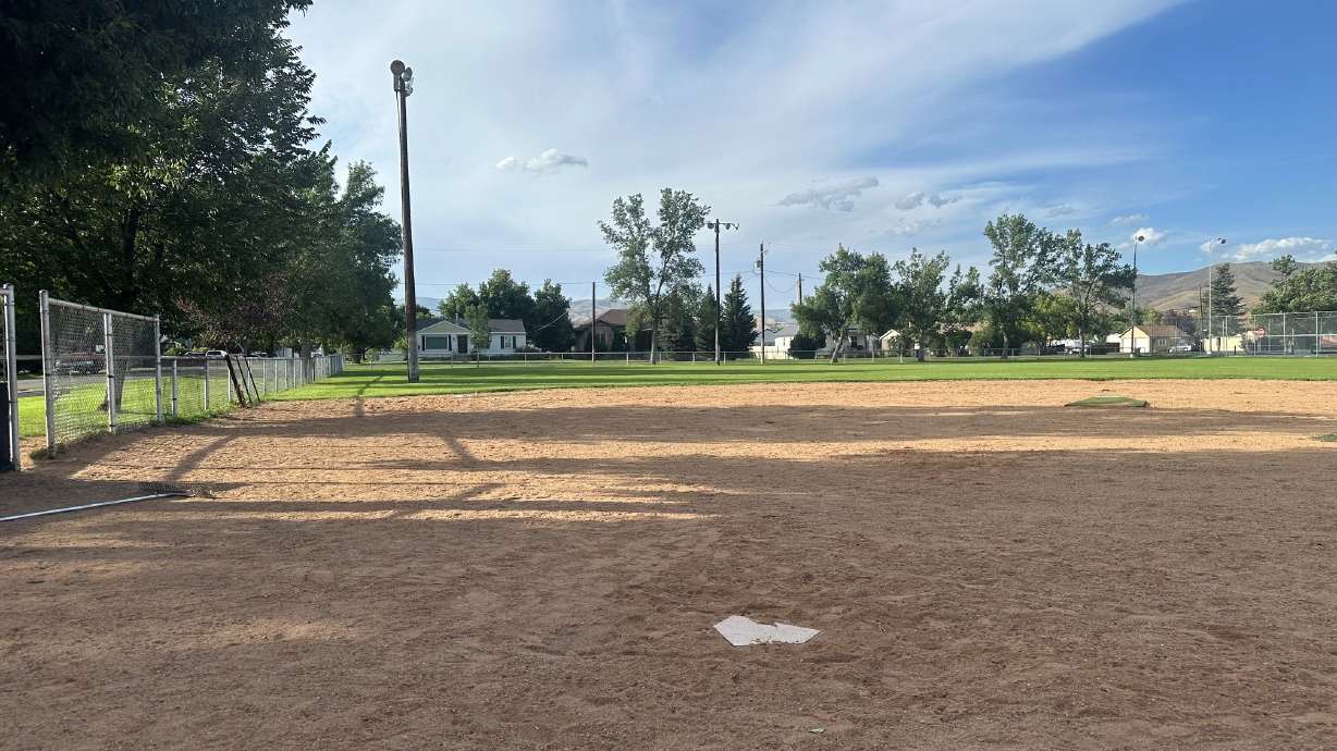 The Henefer Town Park baseball field is pictured. An 8-year-old boy is recovering at Primary Children's Hospital after being struck in the chest by a baseball during practice in Henefer, an impact that firefighters said sent him into cardiac arrest.