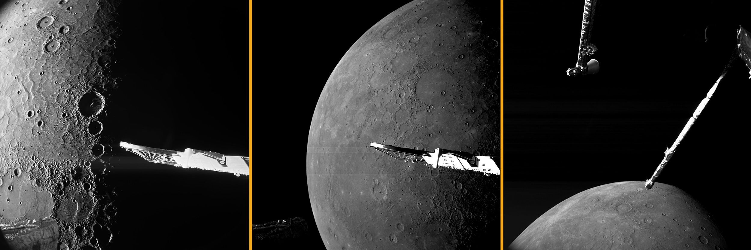 BepiColombo snapped images during its sixth Mercury flyby, used to adjust the spacecraft's velocity, in January 2025.