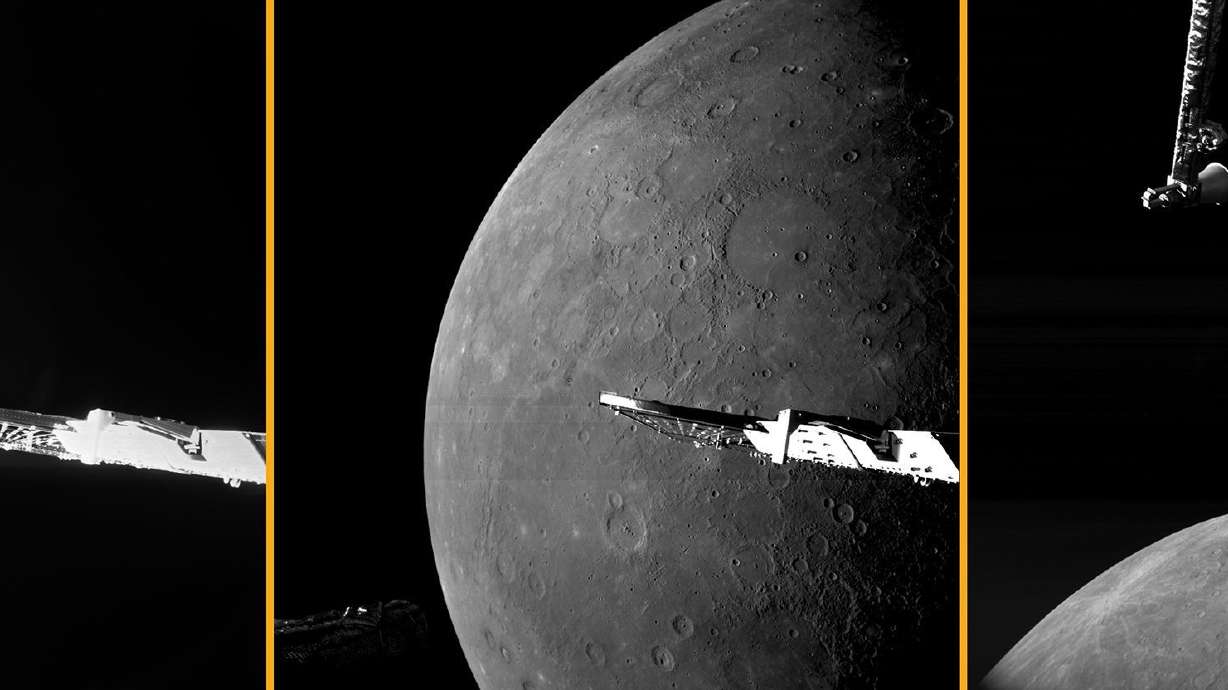 BepiColombo snapped images during its sixth Mercury flyby, used to adjust the spacecraft's velocity, in January 2025.